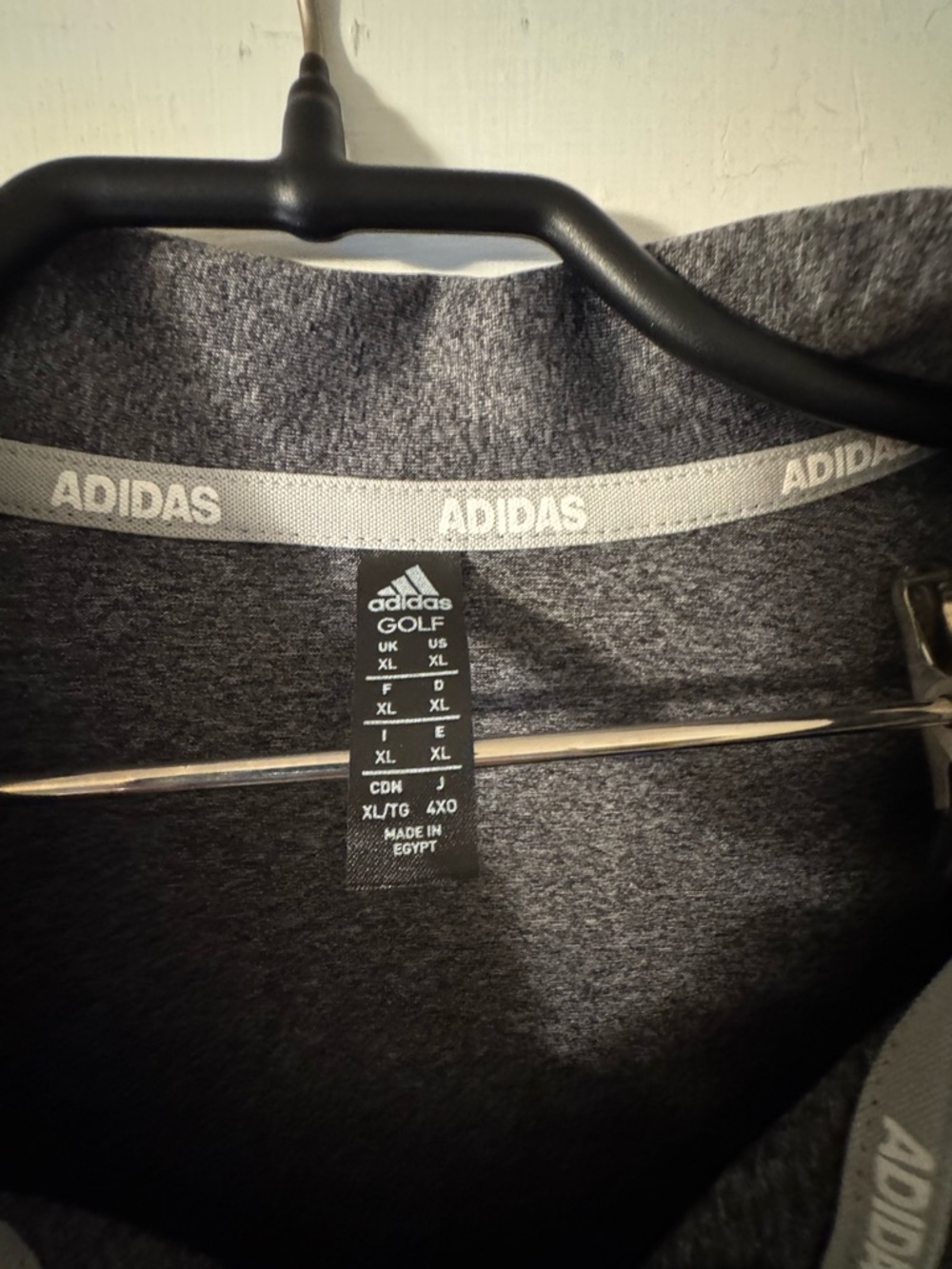 adidas Men’s Gray Heather Polo Shirt with Logo - Picture 3 of 3